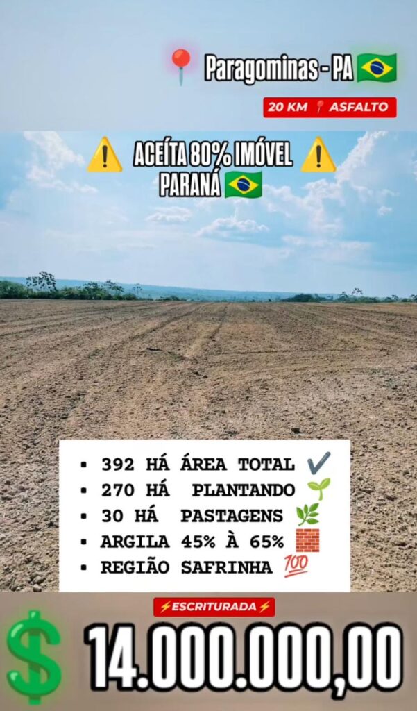 Fazenda em Paragominas -PA
20 km / Asfalto
